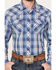 Image #3 - Wrangler Men's Plaid Print Long Sleeve Snap Western Shirt, Navy, hi-res