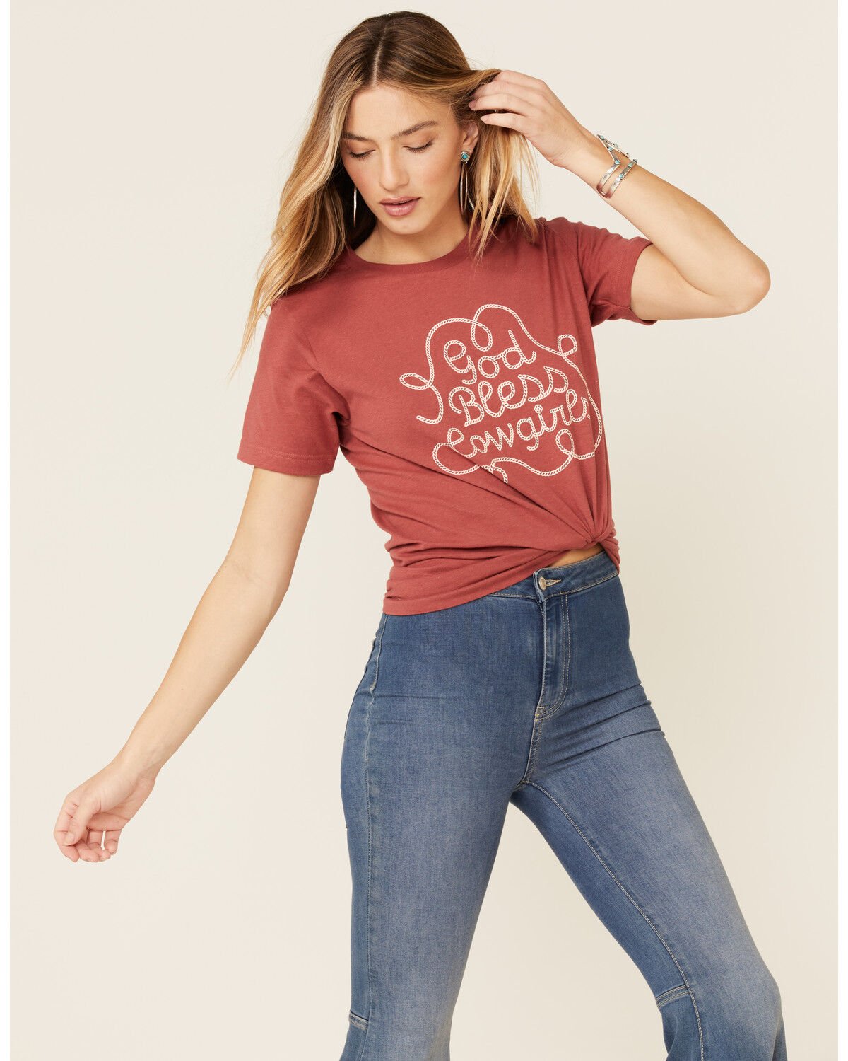 Image #4 - Ali Dee Women's God Bless Cowgirls Graphic Tee, , hi-res