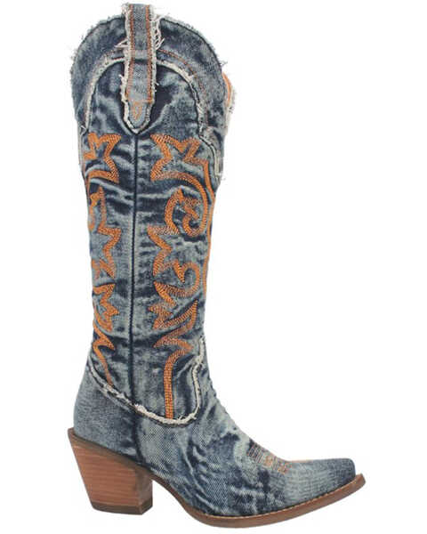 Image #2 - Dingo Women's Texas Tornado Western Boots- Medium Toe , Blue, hi-res