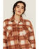 Image #2 - Cleo + Wolf Women's Cole Plaid Print Shacket, Brandy Brown, hi-res