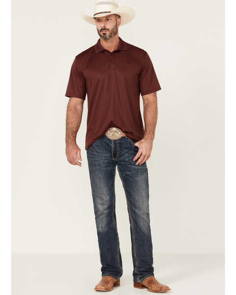 Image #2 - Ariat Men's Solid Tek Short Sleeve Polo Shirt , Maroon, hi-res