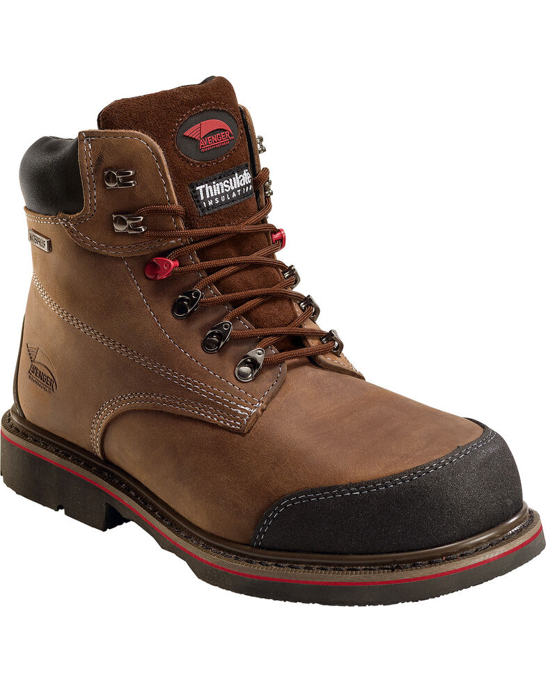 Avenger Men's Waterproof Insulated Work Boots - Composite Toe, Brown, hi-res