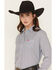 Image #2 - Cinch Women's Geo Print Long Sleeve Button-Down Stretch Western Shirt, Grey, hi-res
