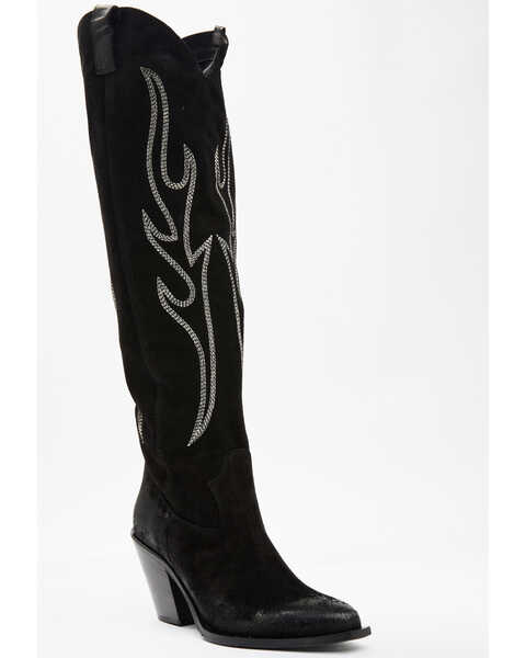 Image #1 - Italian Cowboy Women's Spirit Tall Western Boots- Snip Toe, Dark Grey, hi-res