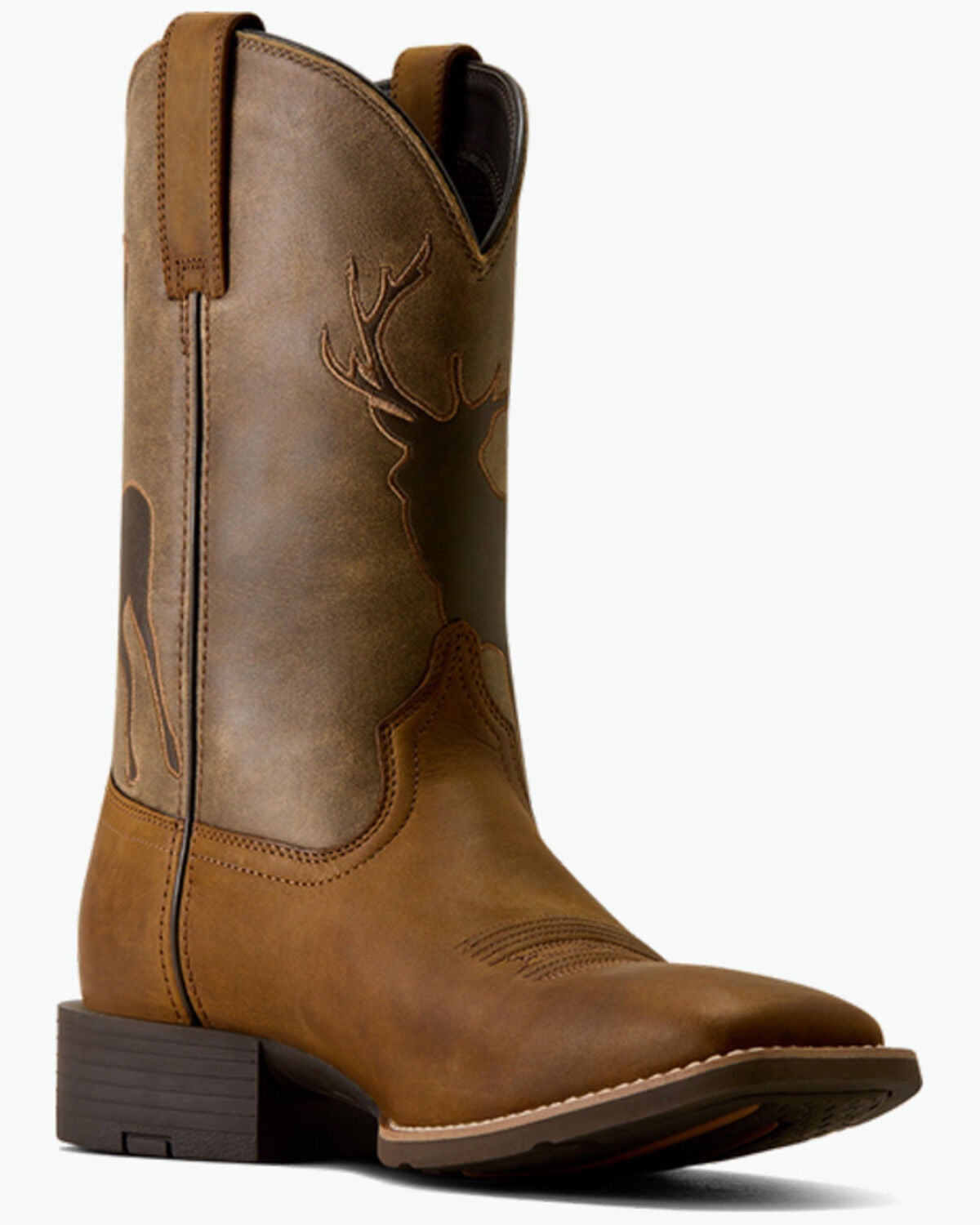 Image #1 - Ariat Men's Sport Buck Performance Western Boots - Broad Square Toe, Brown, hi-res