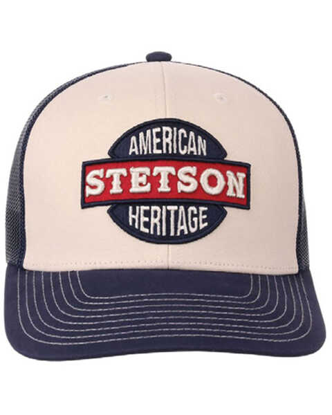 Image #1 - Stetson Men's American Heritage Patch Trucker Cap, Red/white/blue, hi-res