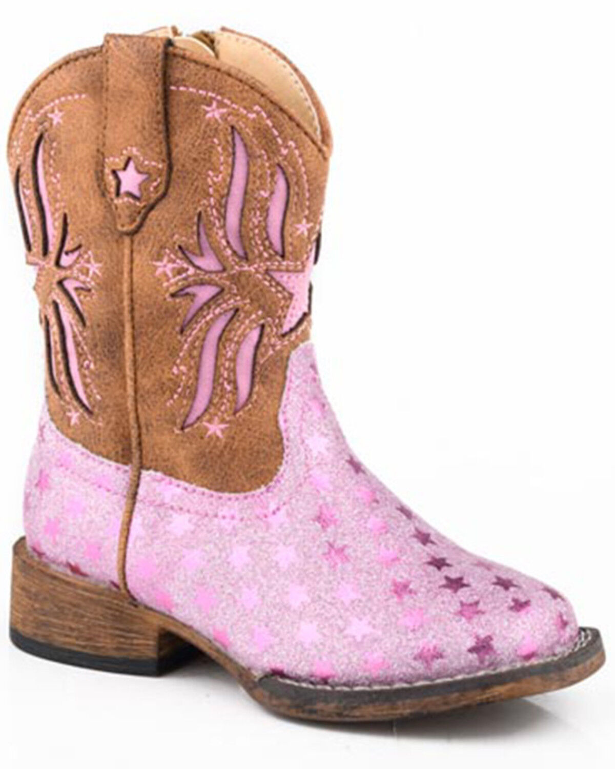 Image #1 - Roper Toddler Girls' Starlet Western Boots - Broad Square Toe, Pink, hi-res