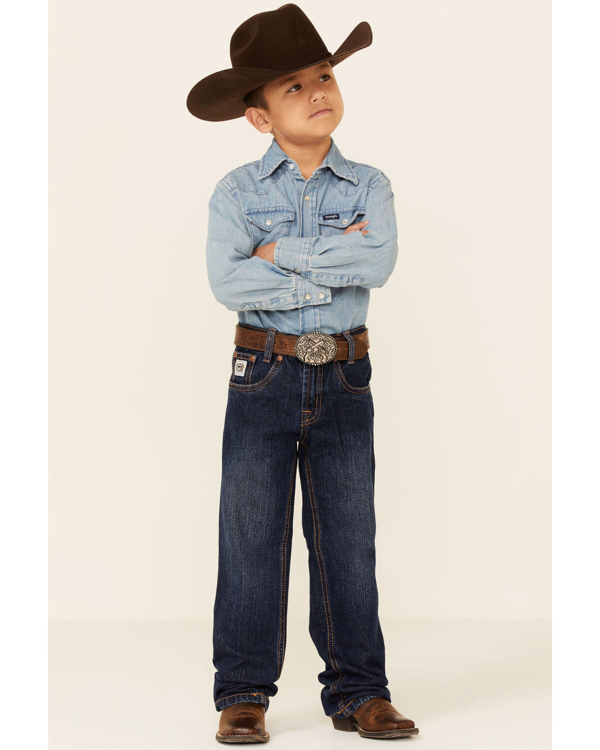 Image #1 - Cinch Boys' White Label Demin Straight Leg Jeans - 4-7, Denim, hi-res