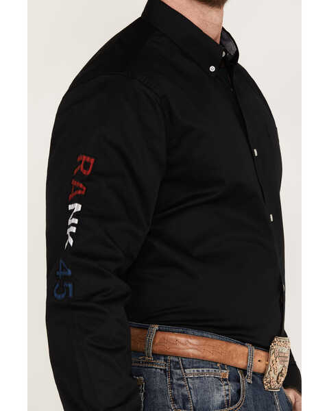 Image #3 - RANK 45® Men's Logo Solid Long Sleeve Button-Down Western Shirt, Black, hi-res