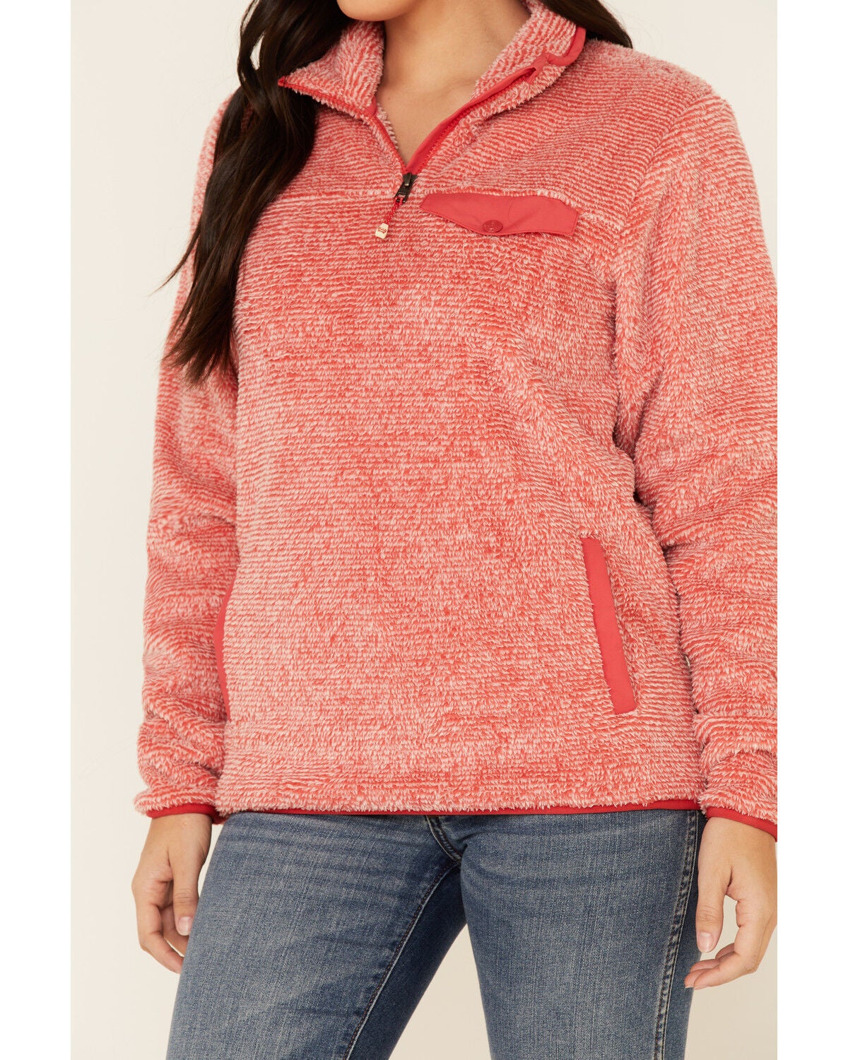 Coral Two-Tone Fleece Pullover | Sheplers
