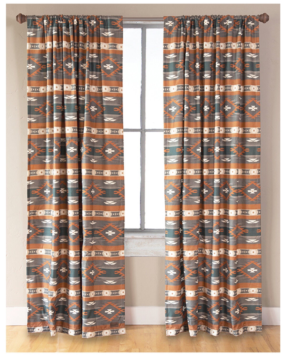Image #1 - Wrangler Checotah Southwestern Print Curtain Panel Set, Multi, hi-res