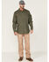 Image #2 - Hawx Men's FR Plaid Print Woven Long Sleeve Button-Down Work Shirt, Olive, hi-res