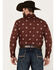 Image #4 - Pendleton Men's Laramie Diamond Print Long Sleeve Western Snap Shirt, Burgundy, hi-res