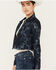 Image #2 - Shyanne Women's Printed Cropped Frayed Jacket, Dark Wash, hi-res
