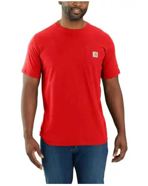 Carhartt Men's Force Relaxed Midweight Logo Pocket Work T-Shirt, Red, hi-res