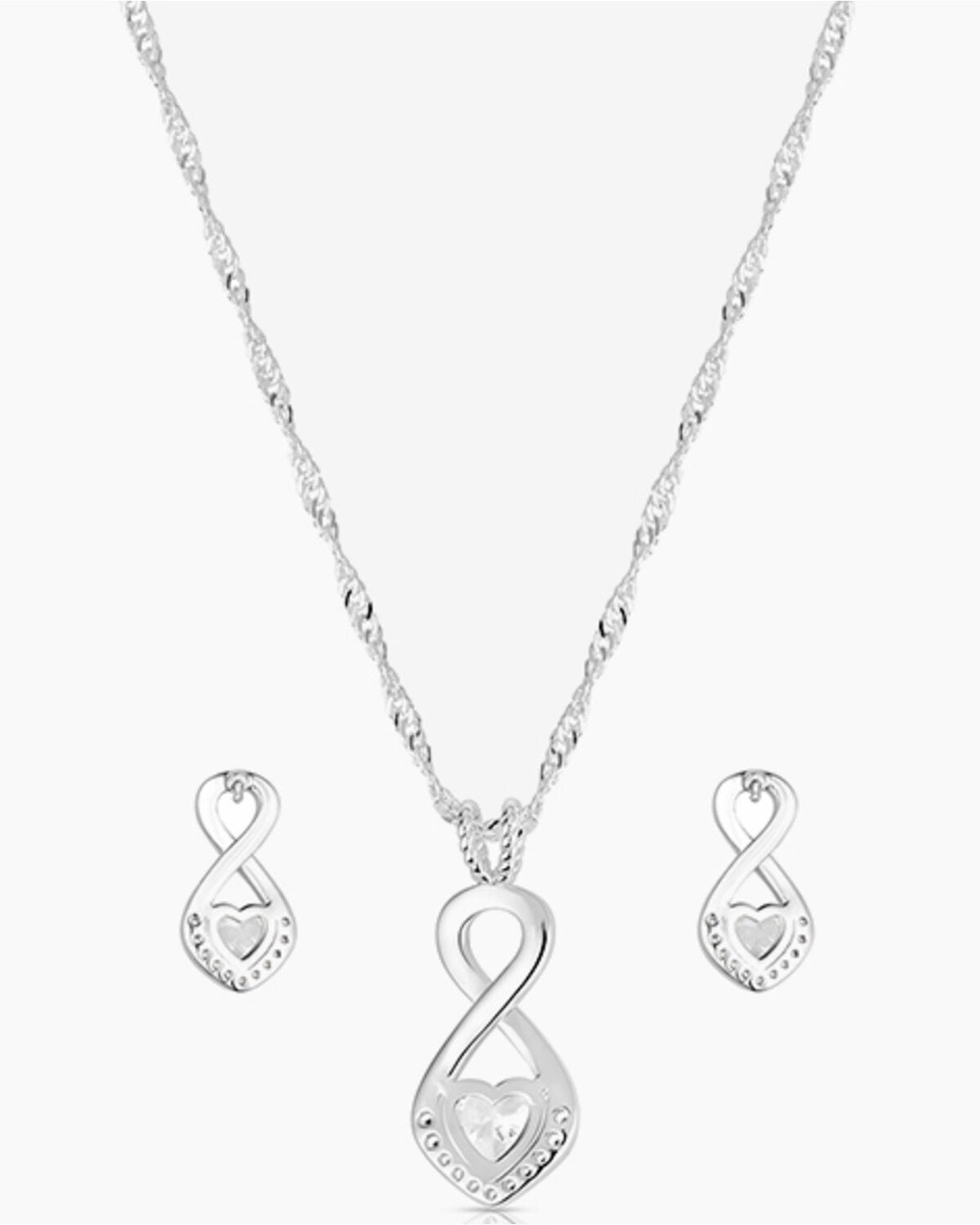 Image #2 - Montana Silversmiths Women's Tough Enough to Wear Pink Love Jewelry Set - 2 Piece, Silver, hi-res