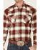 Ely Walker Men's Red Large Plaid Long Sleeve Snap Western Brawny Flannel Shirt - Big & Tall , Red, hi-res