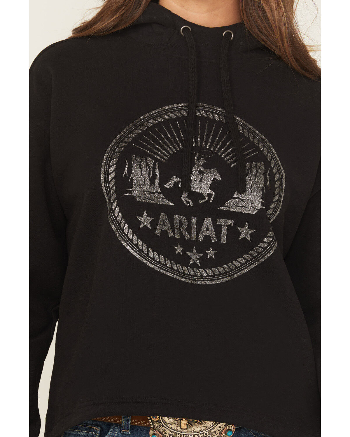 Image #3 - Ariat Women's Essential Logo Graphic Hoodie, Black, hi-res