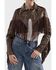 Image #1 - Azalea Wang Women's Reece Faux Leather Fringe Cropped Jacket, Brown, hi-res