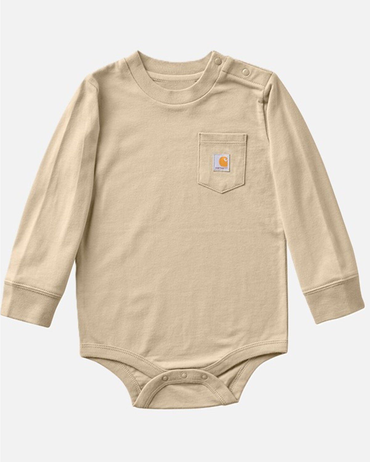 Image #1 - Carhartt Infant Boys' Solid Long Sleeve Snap Onesie, Brown, hi-res