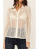 Image #2 - Wild Moss Women's Lace Button Front Sheer Long Sleeve Shirt, Ivory, hi-res