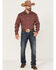 Roper Men's Liberty Bell Diamond Geo Print Long Sleeve Snap Western Shirt , Burgundy, hi-res