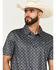Image #2 - Panhandle Slim Men's Medallion Print Short Sleeve Snap Performance Polo, Black, hi-res