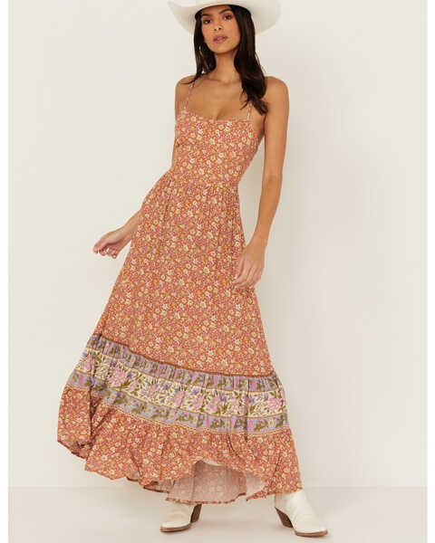 Image #1 - Spell Women's Sienna Floral Print Maxi Dress, Rust Copper, hi-res