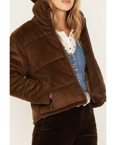 Image #3 - Cleo + Wolf Women's Quilted Corduroy Puffer Jacket, Taupe, hi-res
