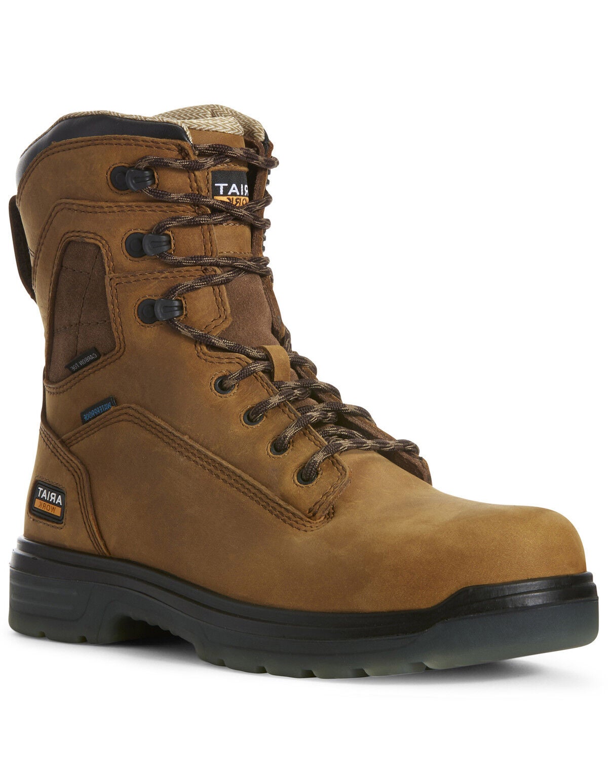 Ariat Men's Turbo Waterproof Carbon Toe Work Boots, Brown, hi-res