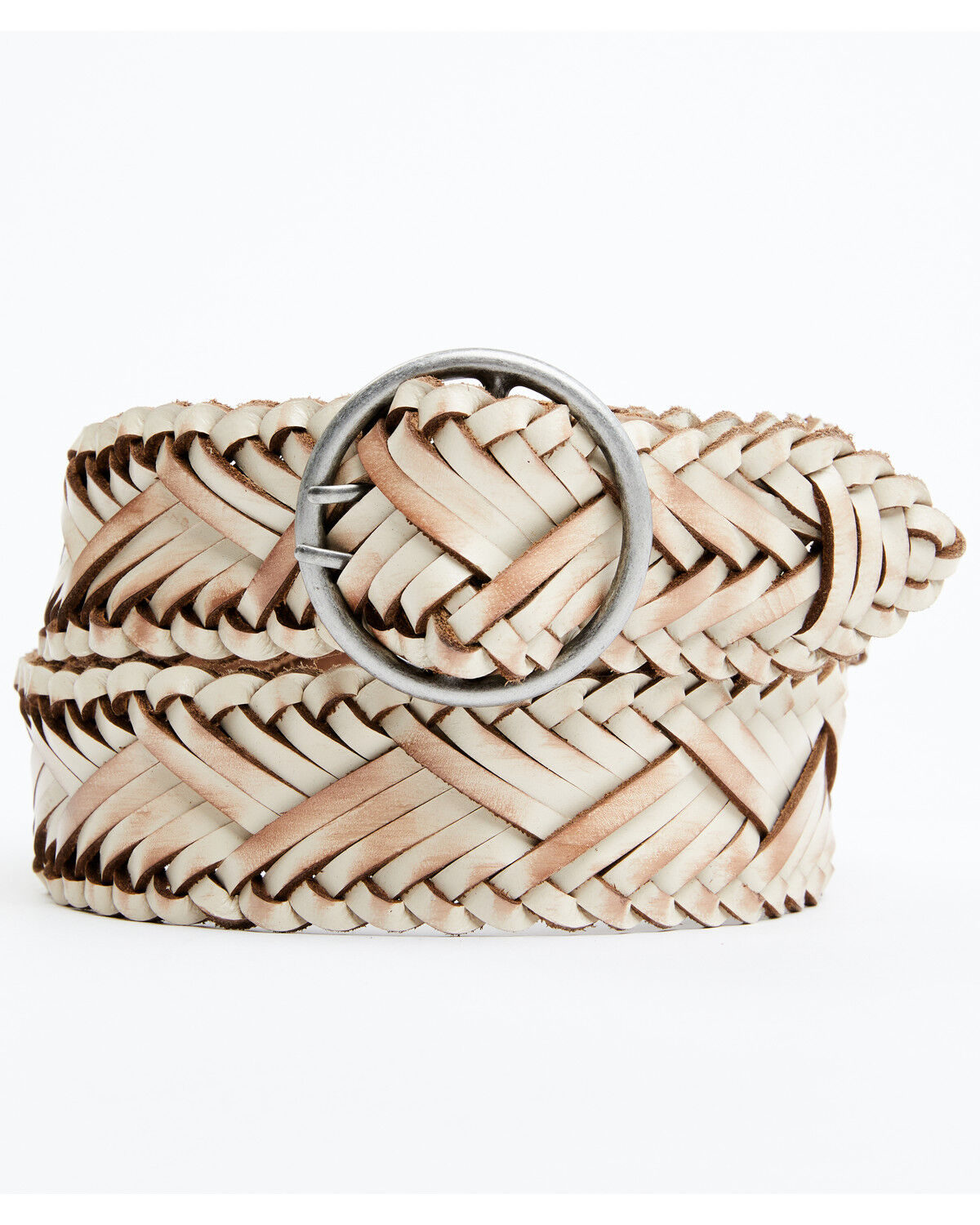 Image #1 - Cleo + Wolf Women's Double Prong Braided Leather Belt, Ivory, hi-res