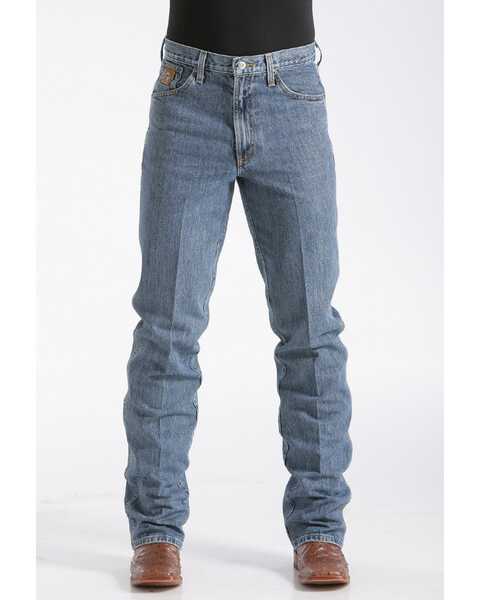 Cinch Men's Bronze Label Medium Wash Slim Fit Tapered Denim Jeans , Blue, hi-res