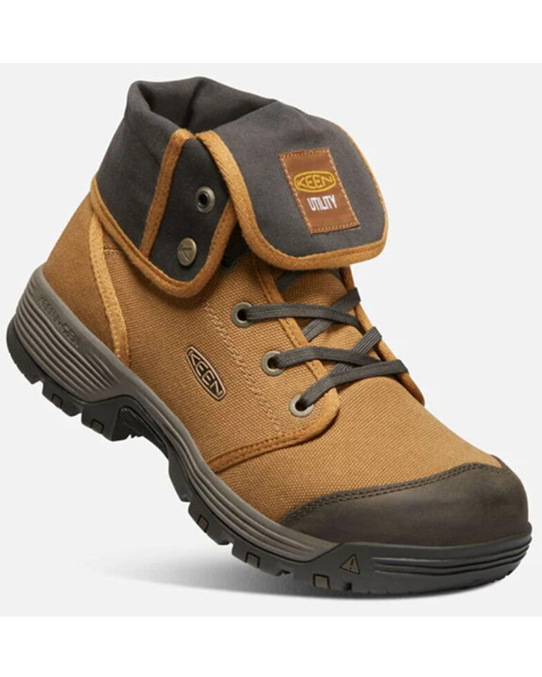 Keen Men's Roswell Mid Lace-Up Work Boots - Soft Toe , Brown, hi-res