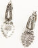 Image #1 - Lainey Wilson Women's Heart Drop Hoop Earrings, Silver, hi-res
