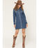 Image #1 - Wrangler Women's Western Long Sleeve Snap Mini Denim Dress, Dark Wash, hi-res