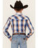 Image #4 - Cowboy Hardware Boys' Plaid Print Long Sleeve Pearl Snap Western Shirt, Blue, hi-res