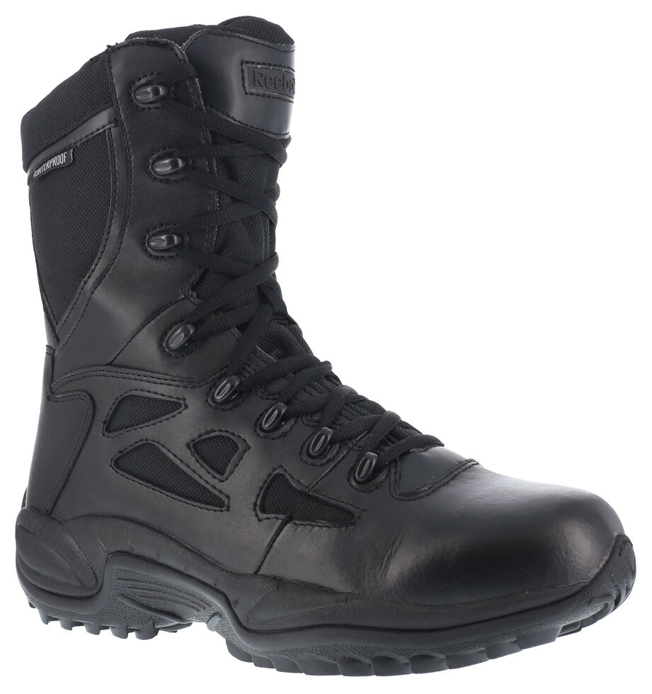 Reebok Men's Rapid Response 8" Work Boots - Round Toe, Black, hi-res