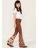 Ranch Dress'n Girls' Bandera Southwestern Print Super Flare Jeans, Rust Copper, hi-res