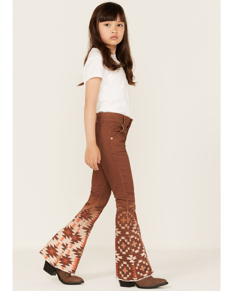 Ranch Dress'n Girls' Bandera Southwestern Print Super Flare Jeans, Rust Copper, hi-res