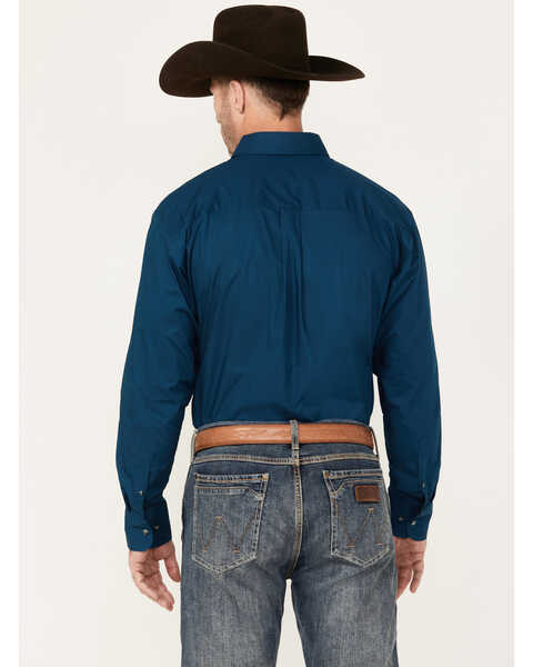 Image #4 - George Straight by Wrangler Men's Solid Long Sleeve Button-Down Western Shirt , Dark Blue, hi-res