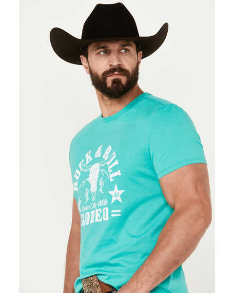 Rock & Roll Denim Men's Rodeo Skull Short Sleeve Graphic T-Shirt, Turquoise, hi-res