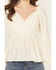 Image #3 - Shyanne Women's Crochet Lace Long Sleeve Crinkle Top, Cream, hi-res