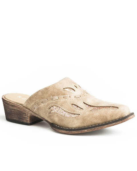 Roper Women's Vintage Whipstitched Mule Shoes - Snip Toe, Tan, hi-res