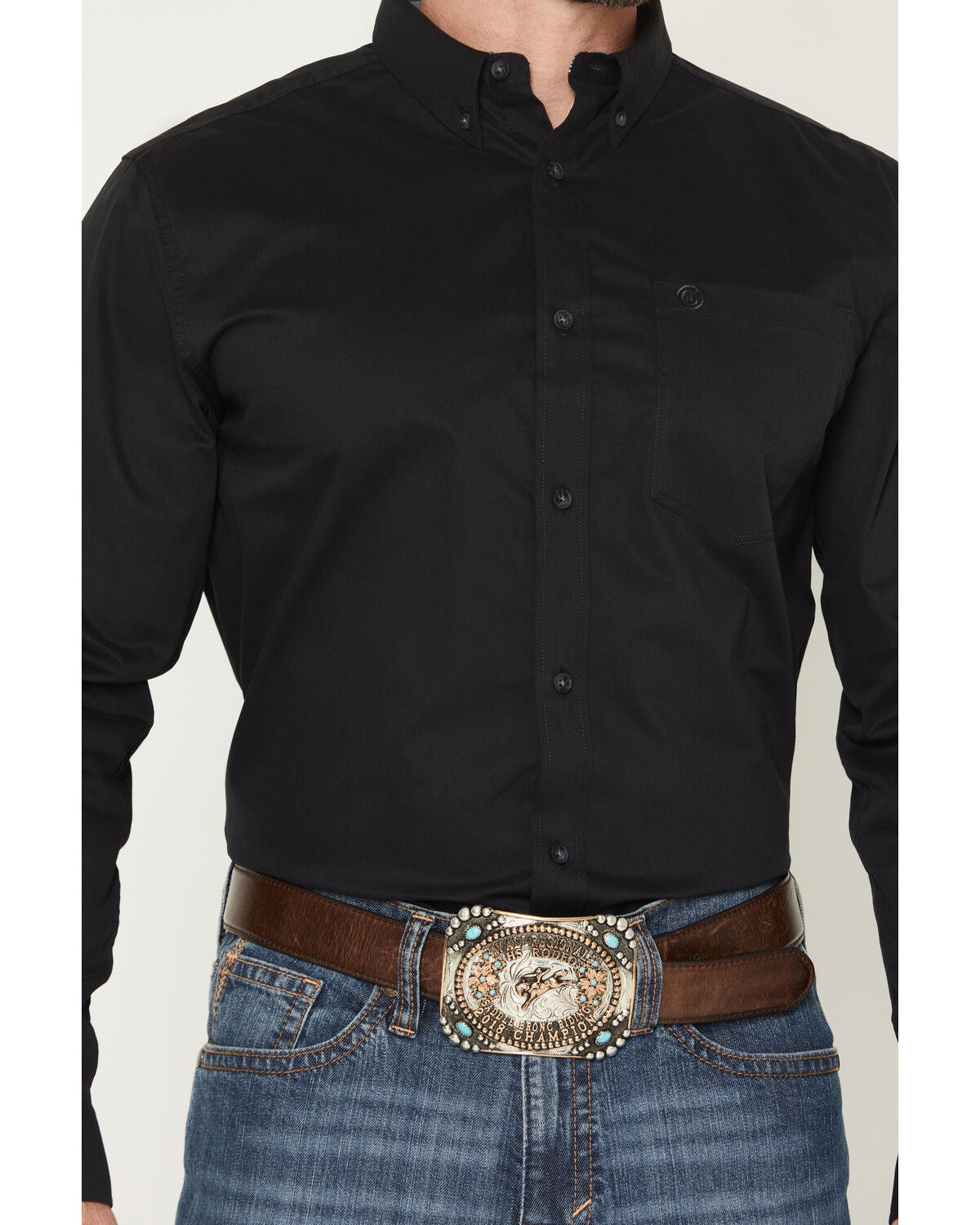 Image #3 - Cody James Men's Basic Solid Long Sleeve Button-Down Stretch Western Shirt, Black, hi-res