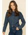Image #1 - Wrangler Women's Dark Wash Long Sleeve Pearl Snap Denim Western Shirt, Blue, hi-res