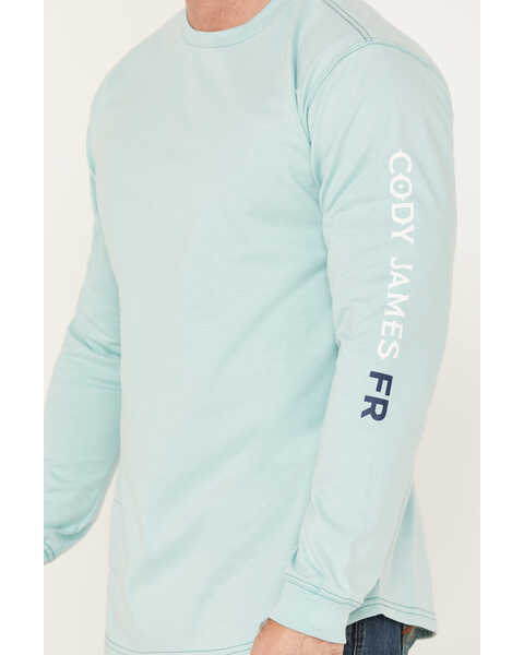 Image #3 - Cody James Men's FR Logo Long Sleeve Stretch Work T-Shirt - Tall, Aqua, hi-res