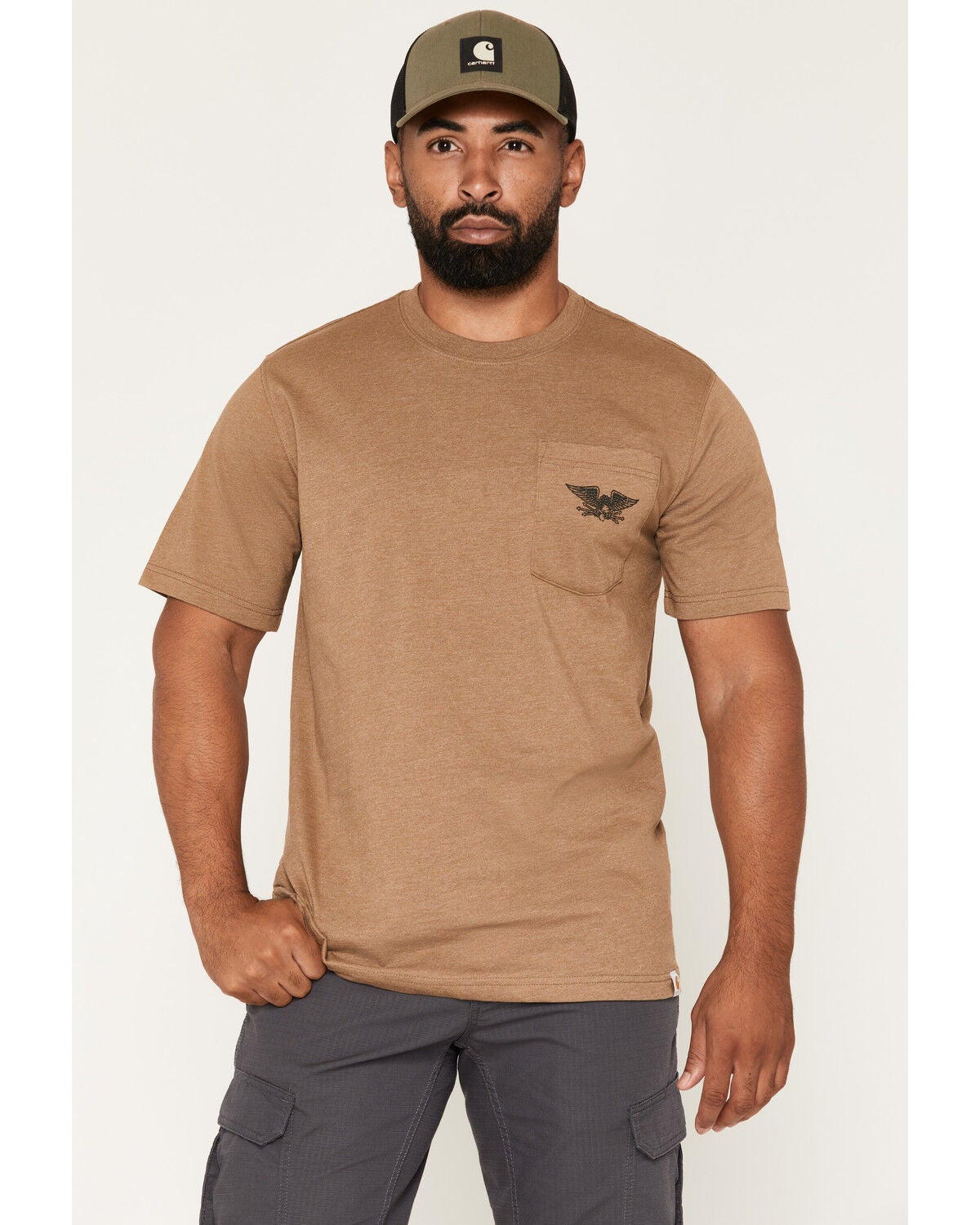 Image #2 - Carhartt Men's Eagle Back Short Sleeve Graphic Work T-Shirt, Olive, hi-res
