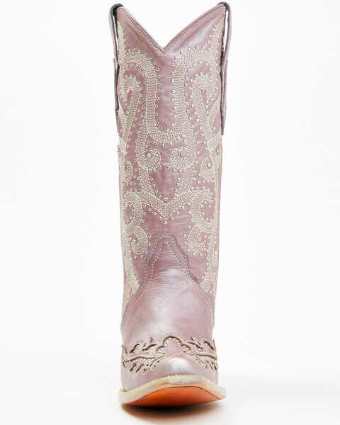 Image #4 - Corral Women's Metallic Embellished Overlay Western Boots - Snip Toe , Rose, hi-res