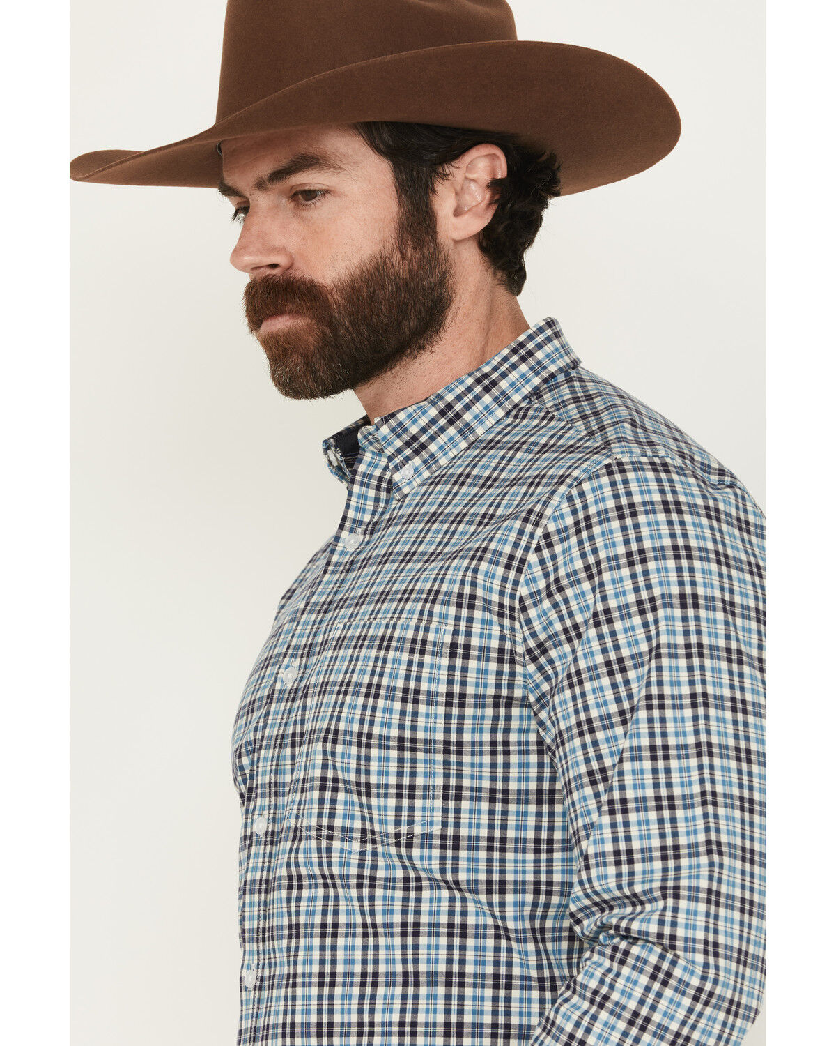 Image #2 - Cody James Men's Bob Plaid Print Long Sleeve Button-Down Western Shirt - Big, Blue, hi-res