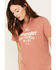 Image #2 - Wrangler Women's Boot Barn Exclusive For the Ride Short Sleeve Graphic Tee, Rust Copper, hi-res